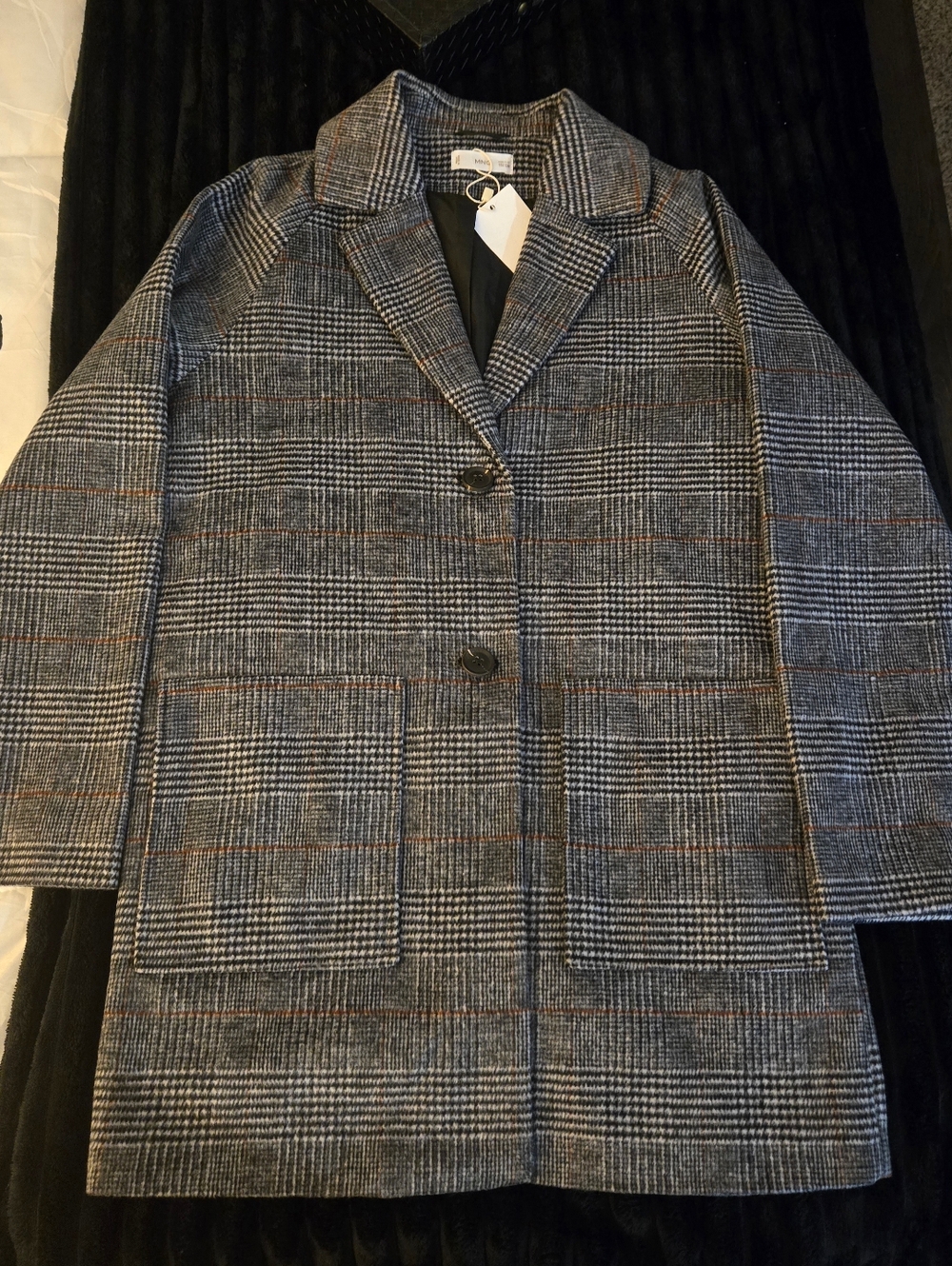 Mango Kids Glen Plaid Wool Blend Tailored Coat Kids Size 11 - 12 years NWT - Picture 7 of 13